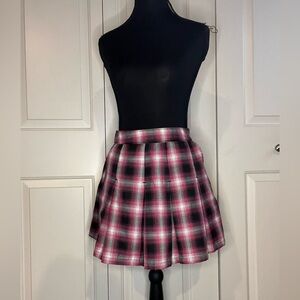 Dixxon Flannel Co. The Viper Mason Plaid Pleated Skater Skirt Size XS Pink